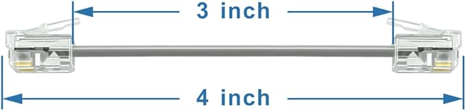 NECABLES 2Pack 3 Inch Short Telephone Cord Phone Cable Wall Phone Cord for Landline RJ11 6P4C Male to Male