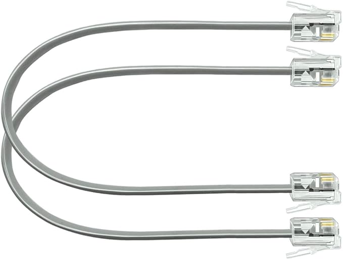 NECABLES 2Pack 8 Inch Short Telephone Cord Phone Cable Wall Phone Cord for Landline RJ11 6P4C Male to Male