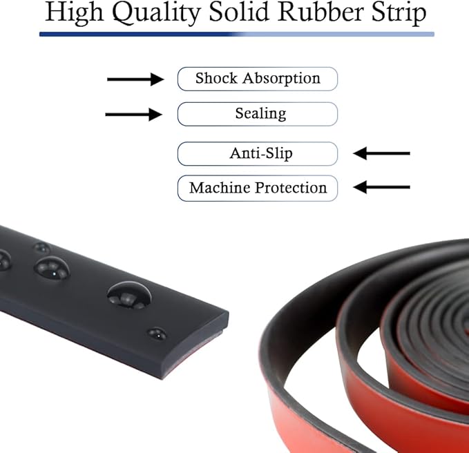 Neoprene Rubber Strips Self Adhesive Solid Rubber Sheets, Rolls & Strips for DIY Gaskets Crafts Pads Seals Warehouse Flooring Rubber Strip with Adhesive Backing (1” Wide x 1/5" Thick x 10' Long)