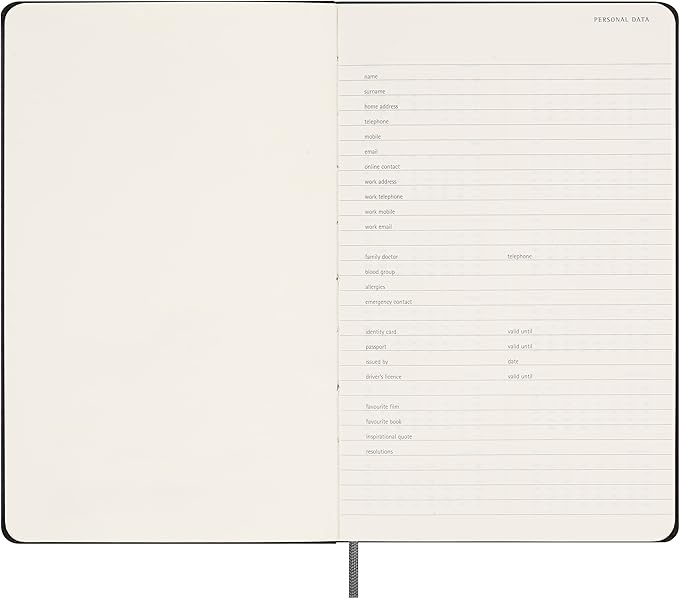 Moleskine Classic 12 Month Undated Weekly Planner, Hard Cover, Large (5" x 8.25"), Black
