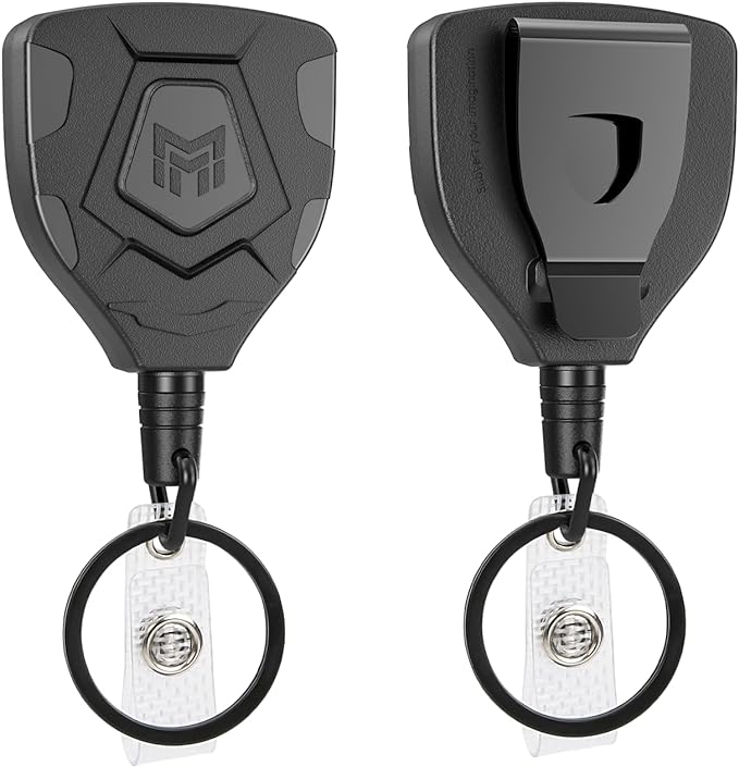 MNGARISTA Heavy Duty Retractable Keychain with Belt Clip, ID Badge Reel, Badge Holder with 31.5' Steel Cord and Key Ring, 9.0oz, 2-Pack
