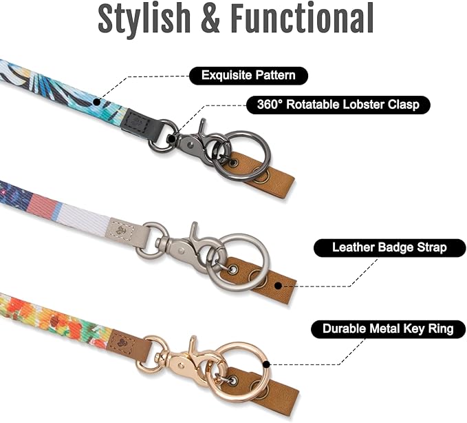 MNGARISTA Neck Lanyard for Keys, Floral Key Lanyard for Women, Durable ID Lanyards with Keyring and Clasp for ID Badges, School ID or Wallets, Hawaii