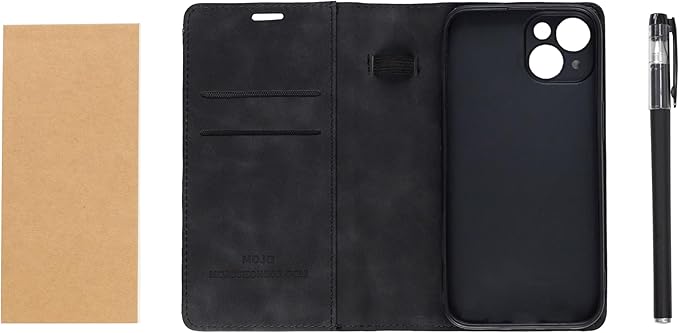 MOJO Notepad Phone Case for iPhone 14 - Folding Wallet Phone Case with Mini Pen and Note Pad (Black)