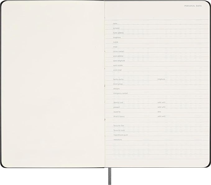 Moleskine Classic Weekly Undated Planner, Hard Cover, Large (5" x 8.25"), Black, 288 pages