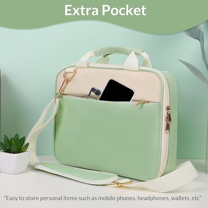 Bible Cover Case for Women, Carrying Bible Case with Zippered Pocket and Handle for Bible Accessories Supplies, Green Bible Bag with Shoulder Strap/Detachable Pen Slot for Ladies and Girls