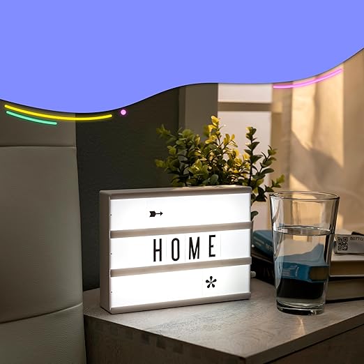 My Cinema Lightbox - Mini Cinema Lightbox, 8"x6" - Personalized Light Box Sign with 100 Letters, Numbers, & Symbols, USB cable included, white light box with letters
