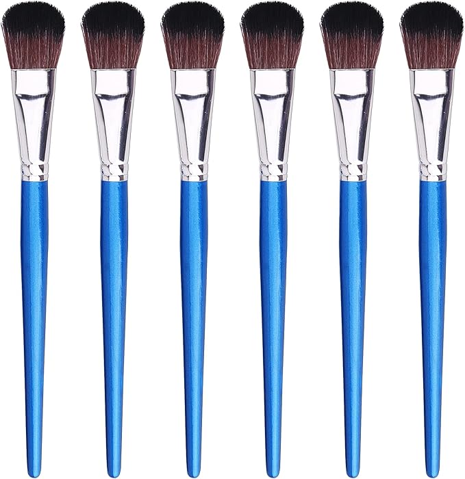 1 Inch Mop Brush for Acrylic Painting, 6 Pieces Oval Blending Brushes for Acrylic Painting with Short Wooden Handle for Acrylic, Gouache,Watercolor
