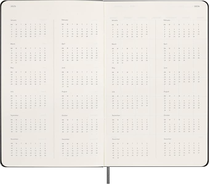 Moleskine Classic 12 Month Undated Weekly Planner, Hard Cover, Large (5" x 8.25"), Black