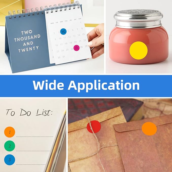 1600 PCS Printholic Colored Dot Stickers, 10 Color Circle Price Stickers, 3/4 Inch Round Color Coding Labels for Office, Home, Teaching Events, Garage Sales - 20 Sheets