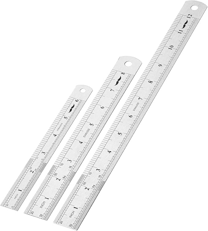 Mr. Pen- Stainless Steel Rulers, 3 pcs, 6", 8" & 12", 6 Inch Ruler Metal Rulers, Small Metal Ruler 6 Inch Metal Ruler Thin Flat, Stainless Steel Ruler 12 Inch, Centimeter Ruler, Steel Ruler 12 Inch