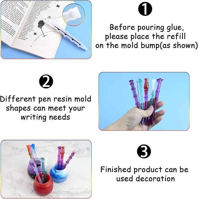 Motiloo 9 Pack DIY Bookmark Resin Mold Rectangle Bookmark with 10Pcs Resin Pen Mold,12Pcs Tassels, Resin Molds Silicone for DIY Craft,Halloween/Xmas/Birthday Gift