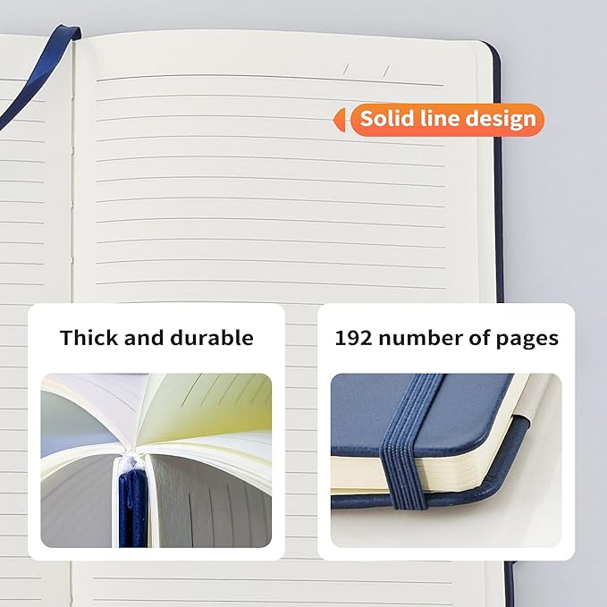 Mlife 3 Pack A6 Small Journal Notebook, Lined Pocket Notebook with Pen Holder, Mini Notebook Hardcover, 192 Pages Blue
