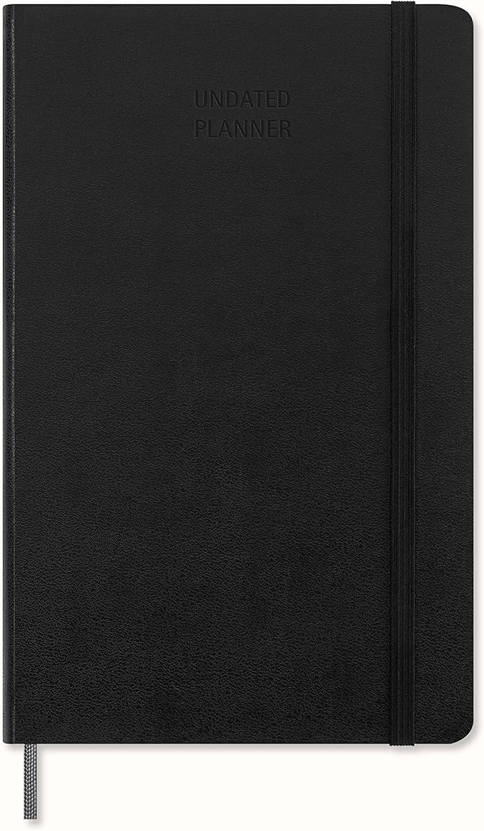 Moleskine Classic 12 Month Undated Weekly Planner, Hard Cover, Large (5" x 8.25"), Black