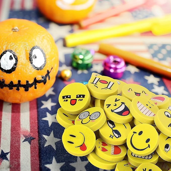 Mr. Pen- Smiley Eraser Pack, 64 Mini Pencil Erasers for Kids & Students, Fun & Cute School Supplies, Easter Egg Fillers