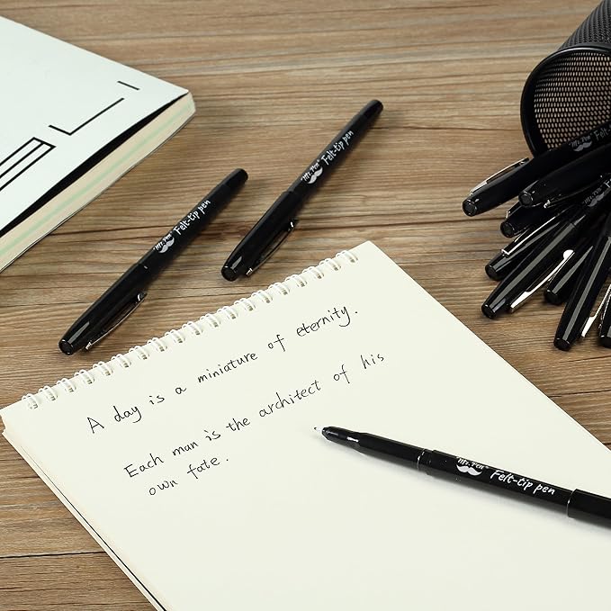 Mr. Pen- Felt Tip Pens, Black Pen, 12 Pack, Fast Dry, No Smear, Planner Markers
