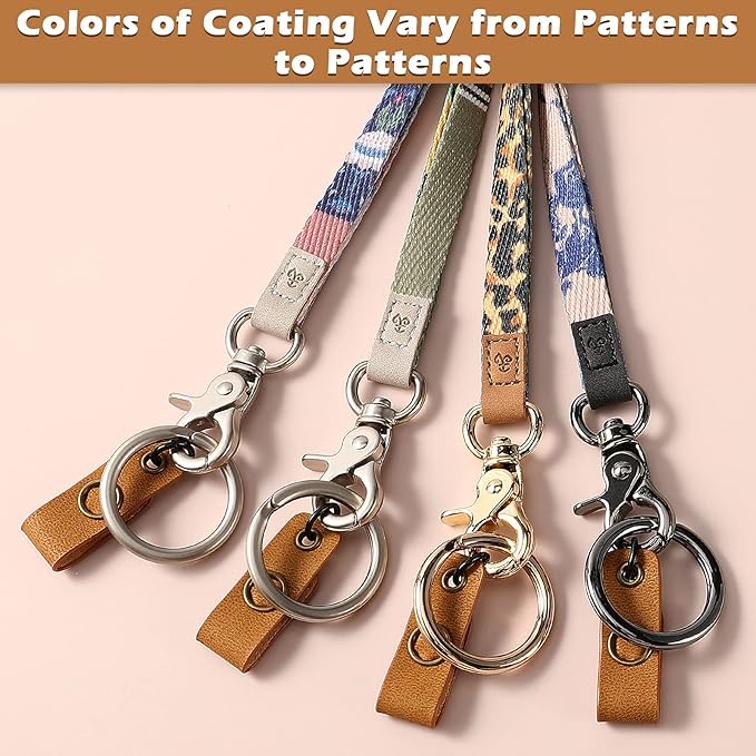MNGARISTA Neck Lanyard for Keys, Floral Key Lanyard for Women, Durable ID Lanyards with Keyring and Clasp for ID Badges, School ID or Wallets, White Leopard