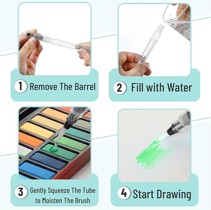 Mr. Pen- Watercolor Brush Pens, 12 pcs, Watercolor Brushes Set, Watercolor Pens for Adults, Water Brush Pen, Water Color Pens, Watercolor Brush Set, Refillable Brush Pen, Water Brushes for Watercolor