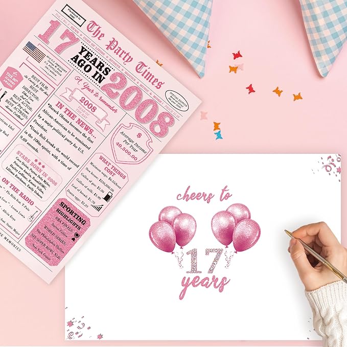17th Birthday Decorations for Girls,17 Year Old Girl Birthday Gift Ideas,17th Bday Card,17 Year Old Bday Decorations for Daughter Granddaughter Niece