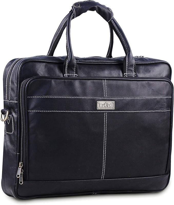 18 Inch Leather Laptop Bag for Computer Bag for Men– Supple Genuine Leather Briefcases for Men W/Padded Laptop Case Leather