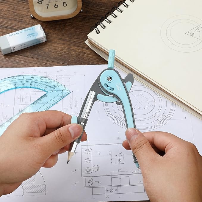 Mr. Pen- Compass and Protractor Set, Sky Blue, Compass Geometry Tool, Protractor and Compass Set, Compass Drawing Tool, Drawing Compass, Geometry Compass, Math Compass for Geometry