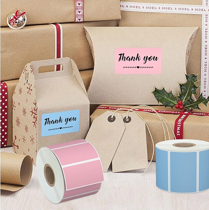 Misofuki 2.25x1.25 1000 Labels Rectangular White Direct Thermal Stickers Labels Roll Compatible with Zebra, Rollo, MUNBYN, Self-Adhesive Direct Thermal Labels