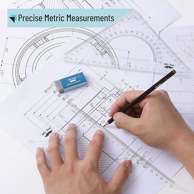 Mr. Pen- Triangle Ruler, 2 Pack, 22&15cm, 30/60 & 45/90, Right Triangle Ruler for Drawing, 30/60 Degree Triangle Plastic, 30 60 90 Triangle, Drawing Triangle Angle, 45 Degree Triangle Ruler