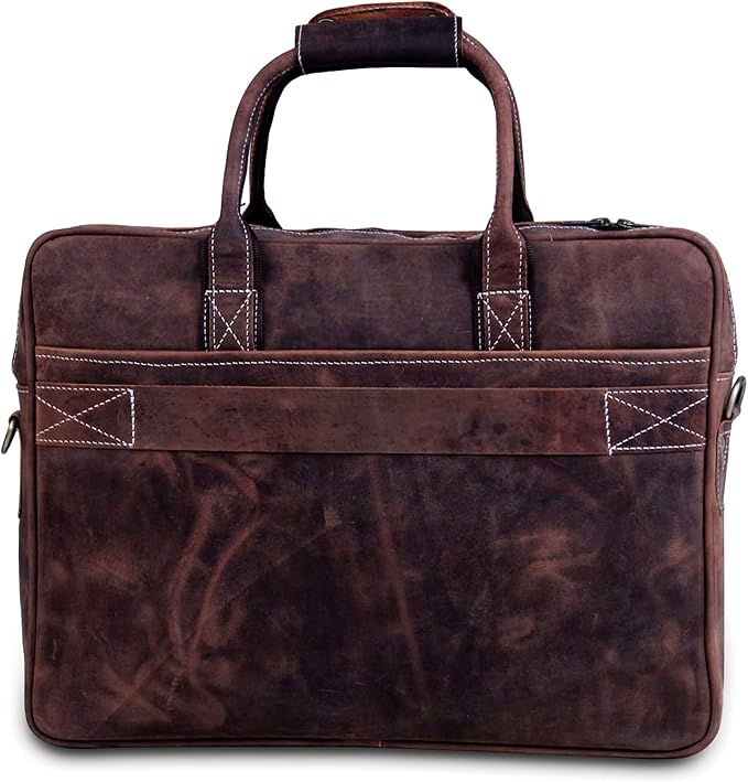 18 Inch Leather Laptop Bag for Computer Bag for Men– Supple Genuine Leather Briefcases for Men W/Padded Laptop Case Leather