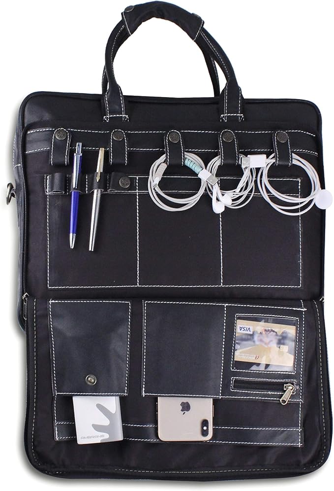 18 Inch Leather Laptop Bag for Computer Bag for Men– Supple Genuine Leather Briefcases for Men W/Padded Laptop Case Leather