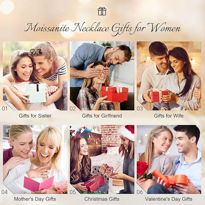MOOSEA Moissanite Necklace Christmas Gifts for Women - 2CT Heart Moissanite Necklace D Color VVS1 Clarity Lab Created Necklace Anniversary Christmas Gifts for Wife Birthday Gifts for Mom Wife Grandma