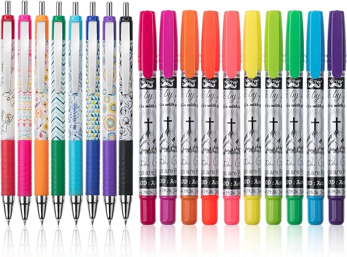 Mr. Pen Bible Journaling Kit, 18 Pack - 10 Gel Highlighters, 8 No Bleed Pens, Bible Pens and Highlighters, No Bleed, Gift