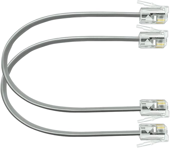 NECABLES 2Pack 6 Inch Short Telephone Cord Phone Cable Wall Phone Cord for Landline RJ11 6P4C Male to Male