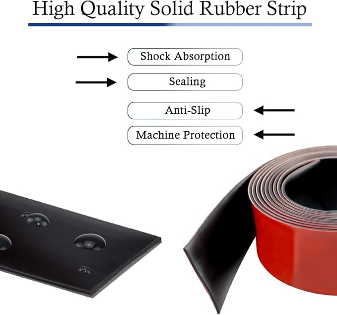 Neoprene Rubber Strips Self Adhesive Solid Rubber Sheets, Rolls & Strips for DIY Gaskets Crafts Pads Seals Warehouse Flooring Rubber Strip with Adhesive Backing (2” Wide x 1/16" Thick x 20' Long)