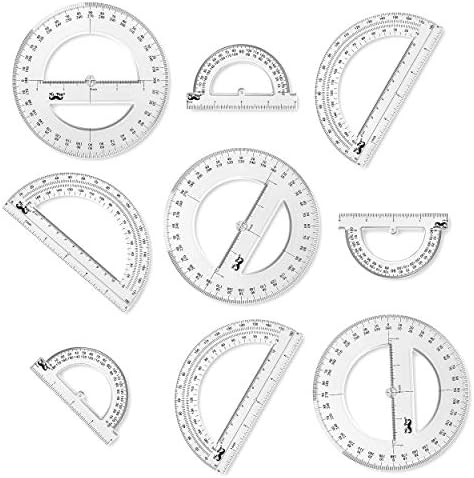 Mr. Pen- Protractor, 9 Pc Protractor Set, Protractor Ruler, Drafting Tools, Circle Protractor, Protractor for Kids, Protractors Classroom Set, Large Protractor, Protactor 360 Degree, Math Geometry Set