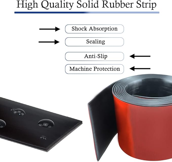 Neoprene Rubber Strips Self Adhesive Solid Rubber Sheets, Rolls & Strips for DIY Gaskets Crafts Pads Seals Warehouse Flooring Rubber Strip with Adhesive Backing (4” Wide x 1/5" Thick x 10' Long)