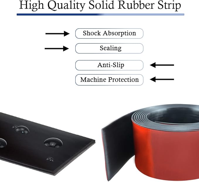 Neoprene Rubber Strips Self Adhesive Solid Rubber Sheets, Rolls & Strips for DIY Gaskets Crafts Pads Seals Warehouse Flooring Rubber Strip with Adhesive Backing (3” Wide x 1/8" Thick x 20' Long)