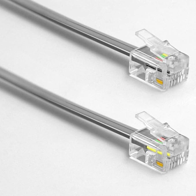 NECABLES 2Pack 6 Inch Short Telephone Cord Phone Cable Wall Phone Cord for Landline RJ11 6P4C Male to Male