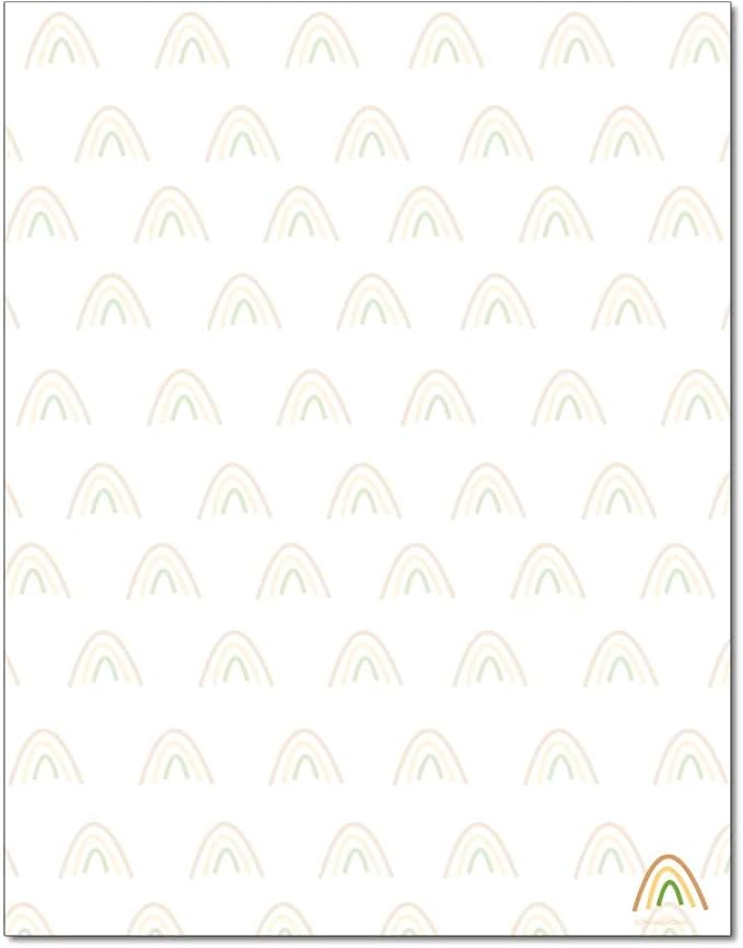 Modern Rainbow Letterhead, 25 Pack - 8.5 x 11 inches, DIY Printing, Laser & Inkjet Printer/Copier Compatible