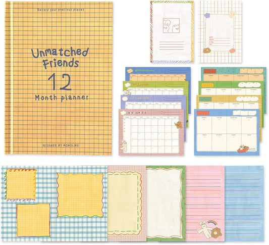 Monolike Hardcover Unmatched Friends Diary, 08. Vintage yellow - Academic Planner Weekly & Monthly Planner