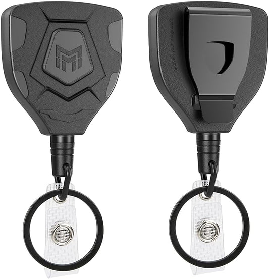 MNGARISTA Heavy Duty Retractable Keychain with Belt Clip, ID Badge Reel, Badge Holder with 31.5' Steel Cord and Key Ring, 9.0oz, 2-Pack