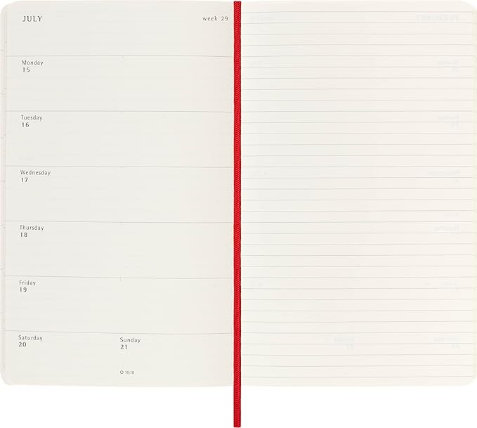 Moleskine 2023-2024 Weekly Planner, 18M, Large, Scarlet Red, Soft Cover (5 x 8.25)