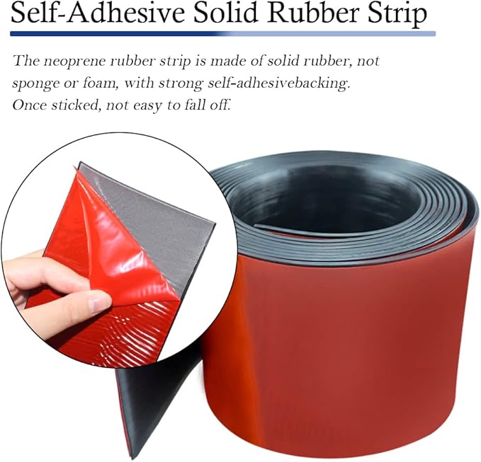 Neoprene Rubber Strips Self Adhesive Solid Rubber Sheets, Rolls & Strips for DIY Gaskets Crafts Pads Seals Warehouse Flooring Rubber Strip with Adhesive Backing (4” Wide x 1/16" Thick x 10' Long)