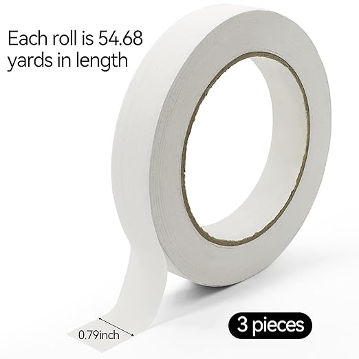 164 Yards Freezer Tape, Writable Surface, Low Temperature Resistance, Easy Tear and Residue-Free Removal, Ideal for Food Containers and Refrigerators, Includes 3 Rolls, Each 0.79 Inch by 54.68 Yards