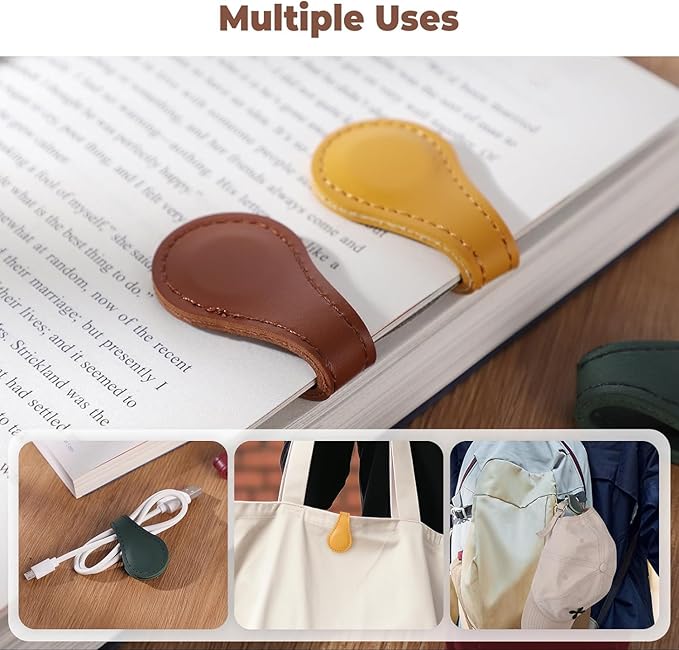 Personalized Magnetic Leather Bookmark, 26 Letters Custom Leather Bookmarks, Handmade, Leather Magnetic Bookmark for Book Lovers Readers Women Kid(Purple，Q）
