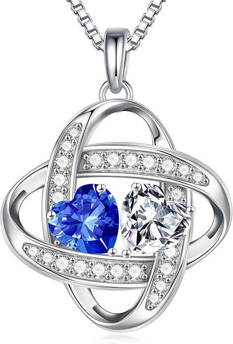 MOOSEA Moissanite Necklace Christmas Gifts for Women - S925 Sterling Silver Love Knot Birthstone Moissanite Necklace 1.2ct D Color VVS1 Clarity, Anniversary Valentines Birthday Gift for Wife Women Her