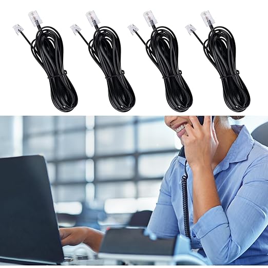 15FT - 4Pack Phone Jack to Ethernet Cable Adapter, RJ45 8P4C Male to RJ11 6P4C Male for Landline Telephone Service for Extending, Connecting for Fax or Answering Machine