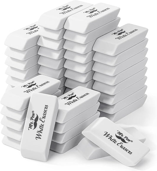 Mr. Pen- White Pencil Eraser, 48 Pack, Block Erasers for Pencils, Mr Pen Erasers for School, Large Eraser
