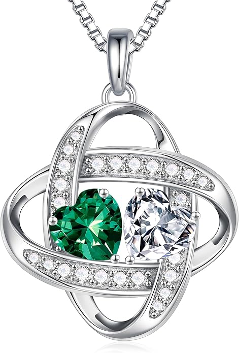 MOOSEA Moissanite Necklace Christmas Gifts for Women - S925 Sterling Silver Love Knot Birthstone Moissanite Necklace 1.2ct D Color VVS1 Clarity, Anniversary Valentines Birthday Gift for Wife Women Her