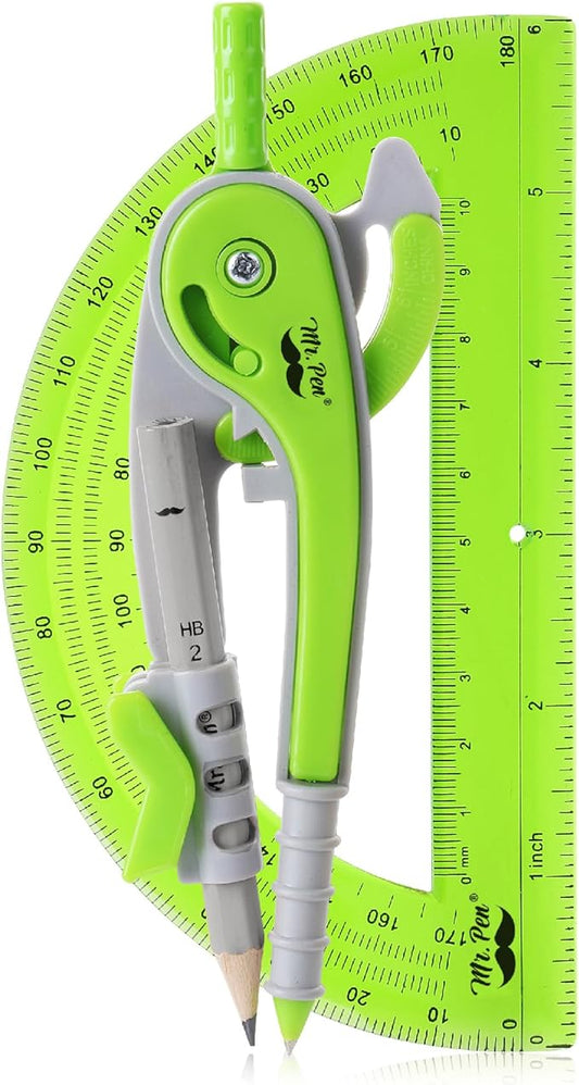 Mr. Pen- Compass and Protractor Set, Geometry Kit, Compass Protractor Set, Protractor, Compass for Geometry, Math Compass, Compass School, Math Compass and Protractor, Geometry Tools Set, Geometry Set