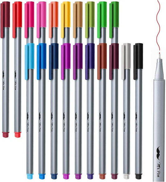 Mr. Pen- Fineliner Pens, 20 pcs, Colorful Pens, 0.4mm Fineliners Pens, Art Pens, Writing Pens Fine Point Pen, Color Pens Fine Point Smooth Writing Pens, Fine Tip pens, Drawing Pens, Fine Line Pens