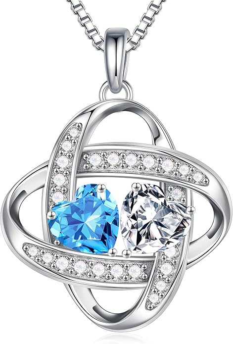MOOSEA Moissanite Necklace Christmas Gifts for Women - S925 Sterling Silver Love Knot Birthstone Moissanite Necklace 1.2ct D Color VVS1 Clarity, Anniversary Valentines Birthday Gift for Wife Women Her